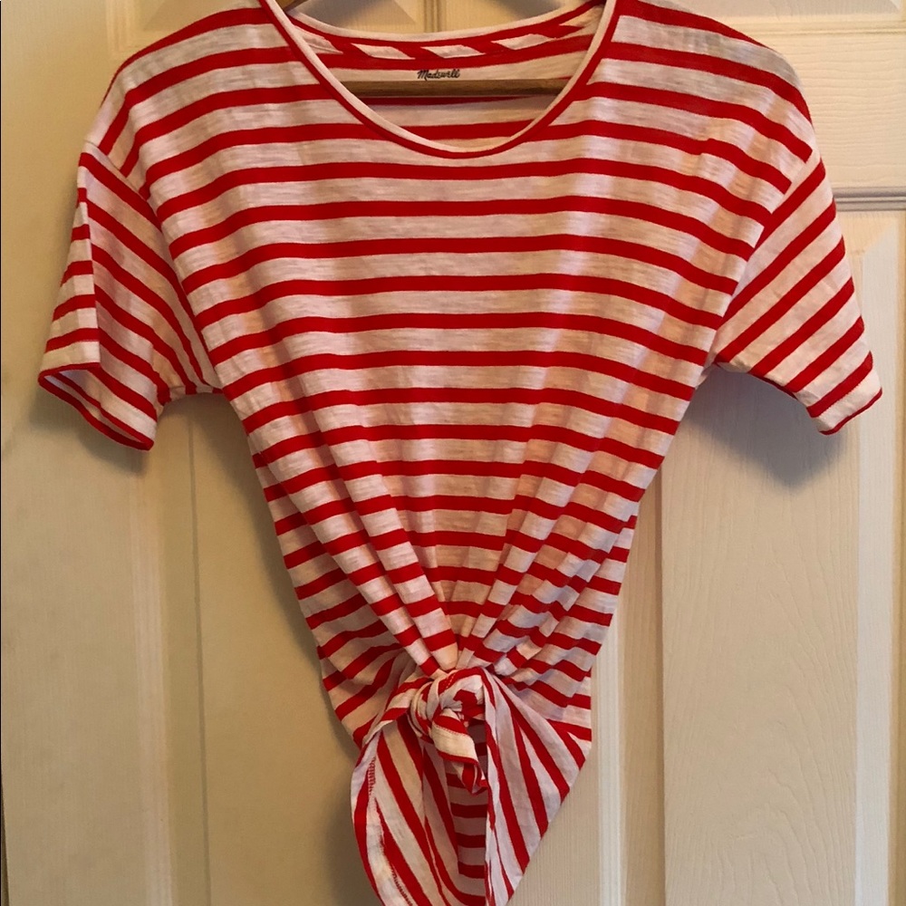 Madewell red and white striped t-shirt SZ Small